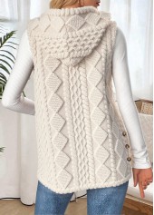 Beige tops,Plain Color tops,ROTITA Tummy Coverage Beige Hooded Sleeveless Waistcoat