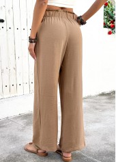 Light Camel bottoms,Plain Color bottoms,Soft Light Camel Wide Leg Elastic Waist Pants
