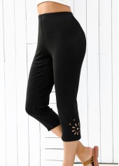 Legging capri noir taille haute taille élastique
