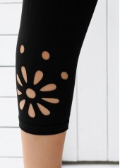 Black bottoms,Plain Color bottoms,Black High Waisted Elastic Waist Capri Leggings