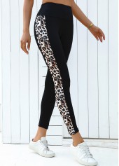 Black bottoms,Leopard bottoms,Animal Print bottoms,Leopard Black High Waisted Elastic Waist Ankle Length Leggings