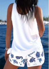 White swimwear,Animal Print swimwear,ROTITA Tummy Coverage White Marine Life Print Tankini Set
