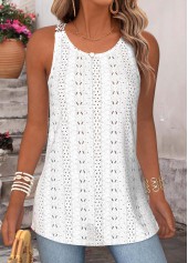 Raw white tops,Plain Color tops,ROTITA Tummy Coverage Raw White Round Neck Sleeveless Tank Top