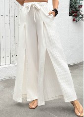 pantalon fluide blanc brut à jambes larges et taille élastique