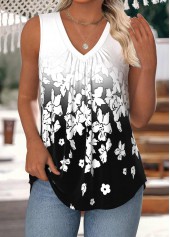 White tops,Black tops,Contrast Color tops,ROTITA Tummy Coverage White V Neck Sleeveless Tank Top