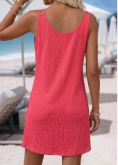 Coral dresses,Plain Color dresses,Vacation dresses,Vacation dresses,ROTITA Coral Short Scoop Neck Sleeveless Dress