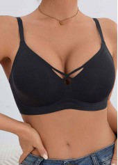 Black intimates,Black Color Push-up Detail Scoop Bra