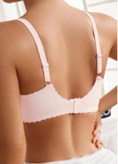 Light Pink intimates,Plain Color intimates,Light Pink Push-up Patchwork Scoop Bra