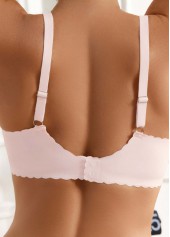 Light Pink intimates,Plain Color intimates,Light Pink Push-up Patchwork Scoop Bra