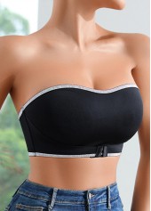 Black intimates,Contrast Color intimates,Black Seamless Strapless Patchwork Bandeau Bra