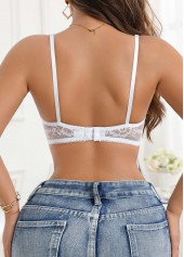 White intimates,White Color V Neck Detail Bra