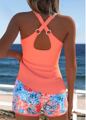 Coral swimwear,Animal Print swimwear,ROTITA Tummy Coverage Coral Marine Life Print Tankini Set