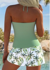 Sage Green swimwear,Plants swimwear,ROTITA Drawstring Sage Green Tropical Plants Print Tankini Set