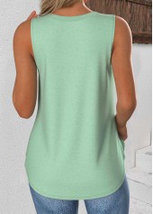 Light Green tops,Plain Color tops,ROTITA Light Green V Neck Sleeveless Tank Top