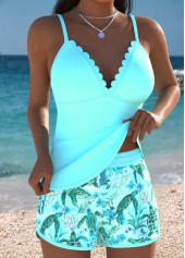 Cyan swimwear,Animal Print swimwear,ROTITA Tummy Coverage Cyan Marine Life Print Tankini Set