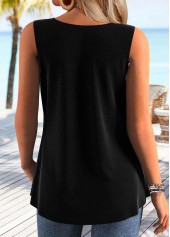 Black tops,Plain Color tops,ROTITA Tummy Coverage Black V Neck Sleeveless Tank Top