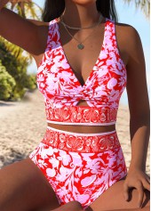 Rotita Push-up-Bikini-Set mit rotem Blumenmuster stützend und formend für die Brust