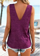 Wine Red tops,Letter tops,ROTITA Tie Letter Print Wine Red V Neck Tank Top