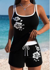 Rotita Tankini-Set schwarz mit Strasssteinen Bauchkontrolle und mittelhoher Taille