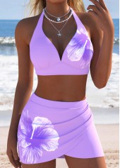 Rotita Bikini-Set zum Überziehen helllila mit Blumenmuster