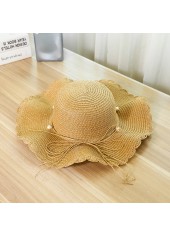 Dark Camel accessories,Plain Color accessories,Dark Camel Pearl Tie Straw Hat