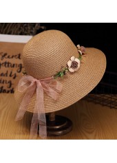 chapeau camel foncé à imprimé floral