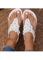 White shoes,Plain Color shoes,White Faux Leather Falt Toe Post Sandals