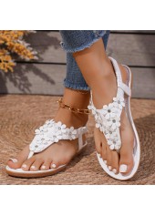 White shoes,Plain Color shoes,White Faux Leather Falt Toe Post Sandals