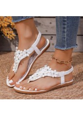White shoes,Plain Color shoes,White Faux Leather Falt Toe Post Sandals