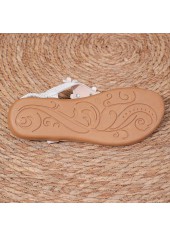 White shoes,Plain Color shoes,White Faux Leather Falt Toe Post Sandals