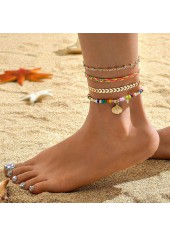 Golden Color Shell Alloy Detail Anklets