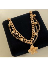 Golden jewelry,Floral jewelry,Plants jewelry,Golden Floral Design Layered Alloy Anklet