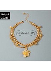 Golden jewelry,Floral jewelry,Plants jewelry,Golden Floral Design Layered Alloy Anklet