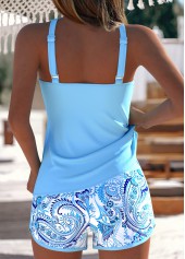 Light Blue swimwear,Paisley swimwear,ROTITA Tummy Coverage Light Blue Paisley Print Tankini Set