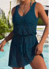 Peacock Blue swimwear,Plain Color swimwear,ROTITA Tummy Coverage Peacock Blue Cover Up