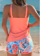 Coral plus size,Animal Print plus size,ROTITA Plus Size Mid Waisted Tummy Coverage Coral Tankini Set
