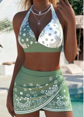 Sage Green swimwear,Tribal swimwear,ROTITA Pull On Sage Green Tribal Print Bikini Set