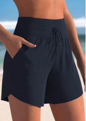 Short de bain taille mi-haute couleur marine Rotita