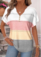 ROTITA Tummy Coverage Geometric Print Multi Color T Shirt