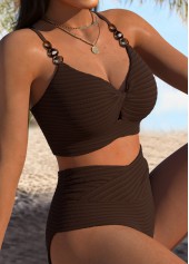 ROTITA High Waisted Dark Coffee Bikini Set