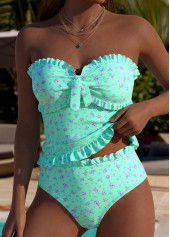 ROTITA Tummy Coverage Mint Green Ditsy Floral Print Tankini Set