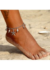 Silver jewelry,Silver Color Shell Alloy Detail Anklet