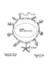 Silver jewelry,Silver Color Shell Alloy Detail Anklet
