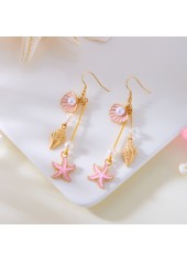 Pink jewelry,Pink Color Shell Alloy Detail Earrings