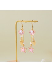 Pink jewelry,Pink Color Shell Alloy Detail Earrings