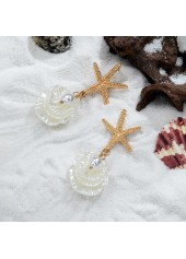 Golden jewelry,Golden Color Shell Pearl Detail Earrings