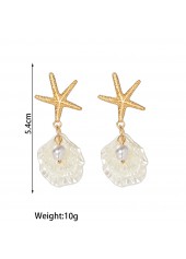 Golden jewelry,Golden Color Shell Pearl Detail Earrings