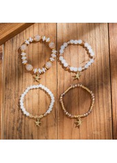 Beige jewelry,Animal Print jewelry,Beige Alloy Starfish Beaded Bracelet Set