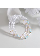 White jewelry,Geometric jewelry,White Pearl Polyresin Beaded Anklet Set