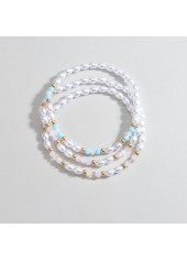 White jewelry,Geometric jewelry,White Pearl Polyresin Beaded Anklet Set